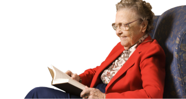 old lady reading book